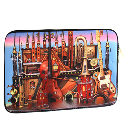 Musical Instrument Pattern Soft Sleeve Case Zipper Bag with Dual-Zipped Close for 13 inch Laptop